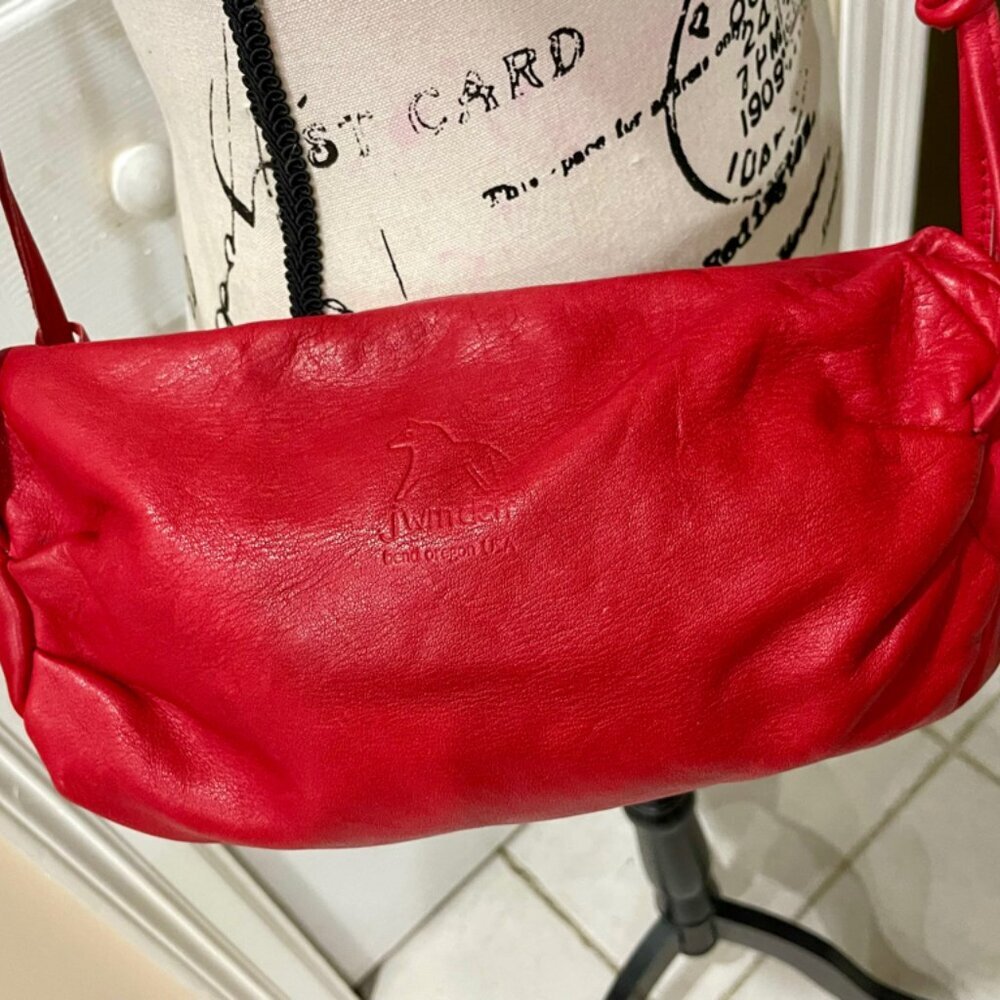 BOHO CHIC Y2K CROSSBODY BAG RED LEATHER MADE IN USA JWM DERR BEND OREGON ICONIC - Picture 5 of 16